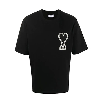 AMI PARIS SS21 Heart Logo Embroidered Crew Neck T-Shirt Black () A20HJ137726-001