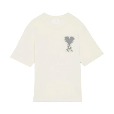 AMI Paris SS21 Heart Logo Embroidered White Crewneck T-Shirt SPEE21HJ141726-150