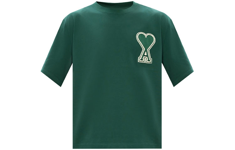 AMI Paris SS21 Heart Logo T-Shirt  Green A20HJ137726-300