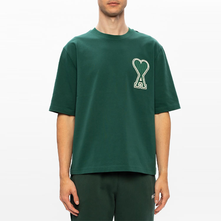AMI Paris SS21 Heart Logo T-Shirt  Green A20HJ137726-300 圖 3