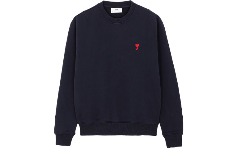 AMI PARIS SS21 Logo Crewneck Long Sleeve Sweatshirt Navy Blue Men’s E21HJ007730-410