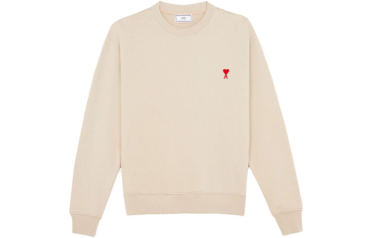 AMI Paris SS21 Logo Graphic Pullover Long Sleeve Sweatshirt Beige . E21HJ007730-250
