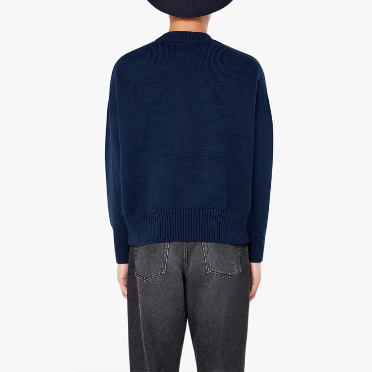 AMI Paris SS21 Navy Blue Oversized Heart Logo Knit Sweater Menswear E21HK009016-410 圖 5