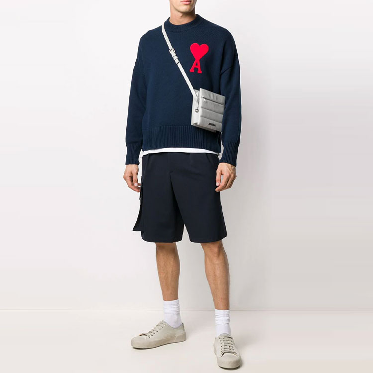 AMI Paris SS21 Navy Blue Oversized Heart Logo Knit Sweater Menswear E21HK009016-410 圖 6