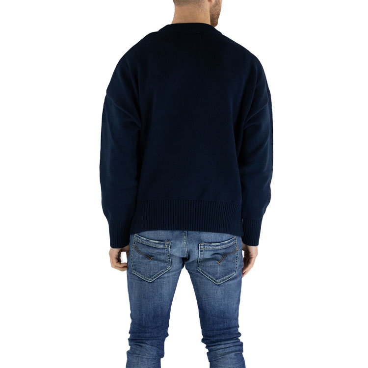 AMI Paris SS21 Navy Blue Oversized Knit Sweater with Red Heart Logo Unisex. E21HK009-016 圖 4
