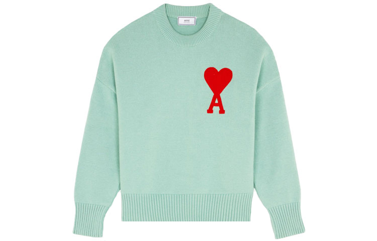 AMI PARIS SS21 Oversized Heart Logo Crewneck Sweater Unisex - Mint Green E21HK009016-303 圖 2