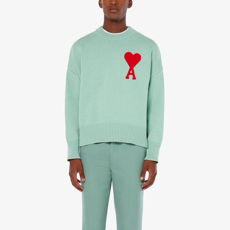 AMI PARIS SS21 Oversized Heart Logo Crewneck Sweater Unisex - Mint Green E21HK009016-303 圖 3