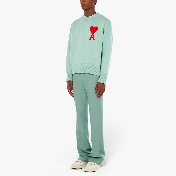 AMI PARIS SS21 Oversized Heart Logo Crewneck Sweater Unisex - Mint Green E21HK009016-303 圖 5