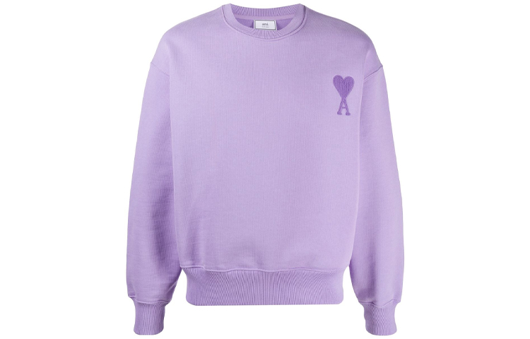 AMI PARIS SS21 Purple Crewneck Sweatshirt with Embroidered Logo E21HJ028747-504