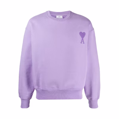 AMI PARIS SS21 Purple Crewneck Sweatshirt with Embroidered Logo E21HJ028747-504