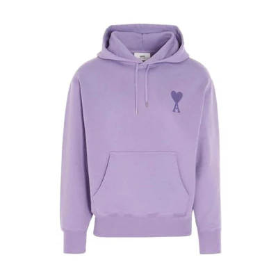 AMI PARIS SS21 Purple Heart Logo Hoodie Unisex Couple Matching Outfit E21HJ058747-504