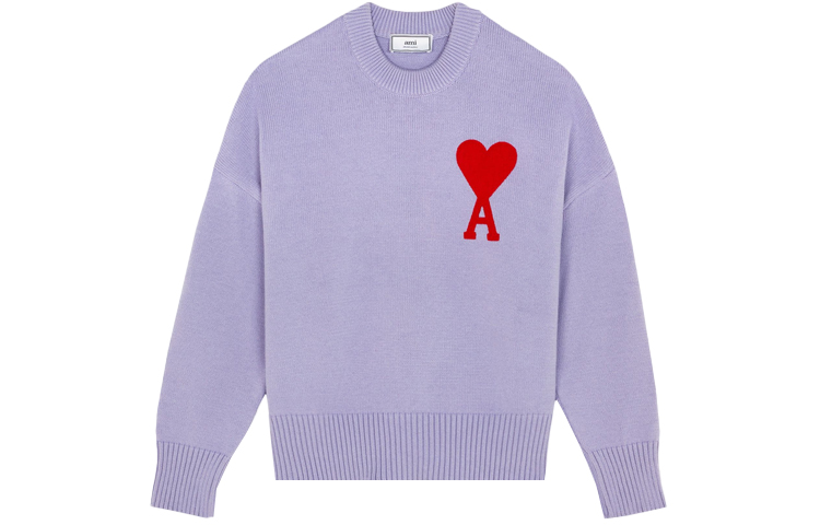 AMI Paris SS21 Purple Heart Logo Knit Sweater Unisex Relaxed Fit. E21HK009016-504 圖 2