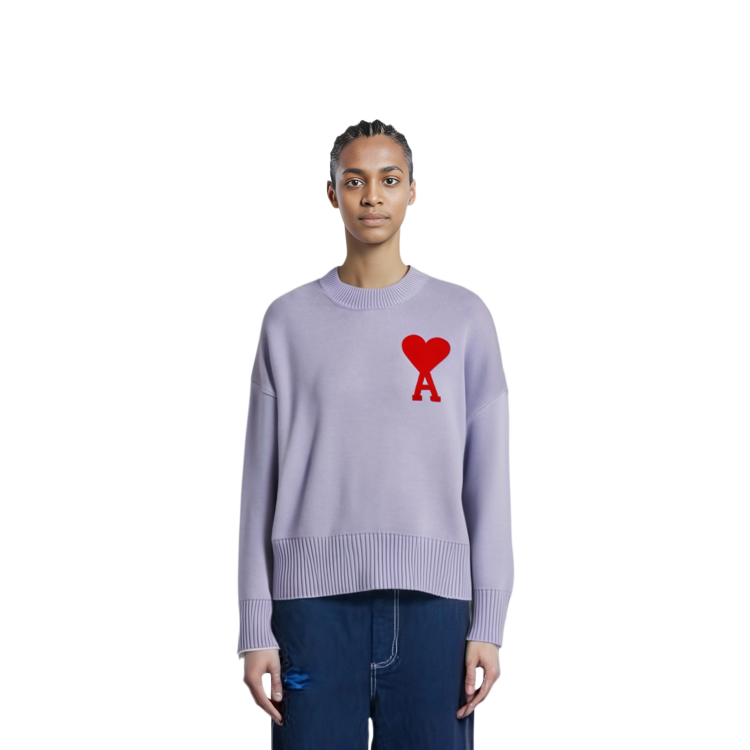 AMI Paris SS21 Purple Heart Logo Knit Sweater Unisex Relaxed Fit. E21HK009016-504 圖 7