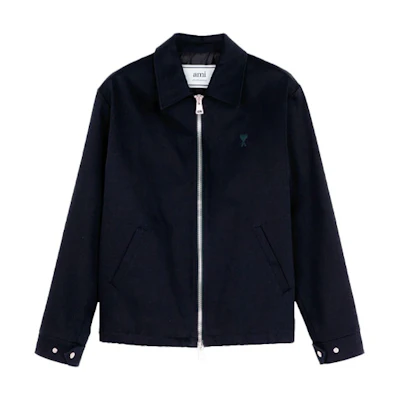 AMI PARIS SS21 Zip-Up Jacket with Collar Navy Blue E21HOW037280410
