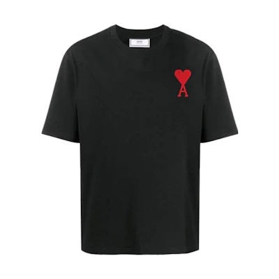 AMI Paris SS22 Black Heart Embroidered Crewneck Short Sleeve T-Shirt SPEUTS022726-001