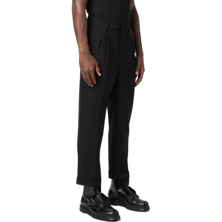 Lookbook Pantalones Cropped Rectos Slim de Lana Negra AMI Paris SS22. HTR100264-001