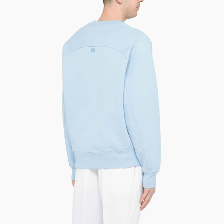 Cheap AMI PARIS SS22 藍色愛心刺繡Logo圓領衛衣. USW002747-450