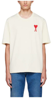 AMI Paris SS22 Baju T-Shirt Leher Bulat Putih Sulam Hati SPEUTS022726-150 Buy AMI Paris SS22 Baju T-Shirt Leher Bulat Putih Sulam Hati SPEUTS022726-150