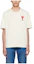 Buy AMI Paris SS22 Baju T-Shirt Leher Bulat Putih Sulam Hati SPEUTS022726-150