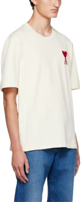 AMI Paris SS22 Baju T-Shirt Leher Bulat Putih Sulam Hati SPEUTS022726-150 Purchase AMI Paris SS22 Baju T-Shirt Leher Bulat Putih Sulam Hati SPEUTS022726-150