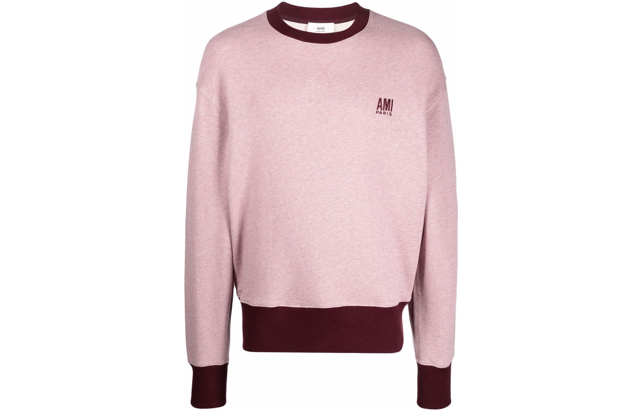 Order AMI Paris SS22 Sweatshirt Lengan Panjang Cetakan Pink. HSW007732-655