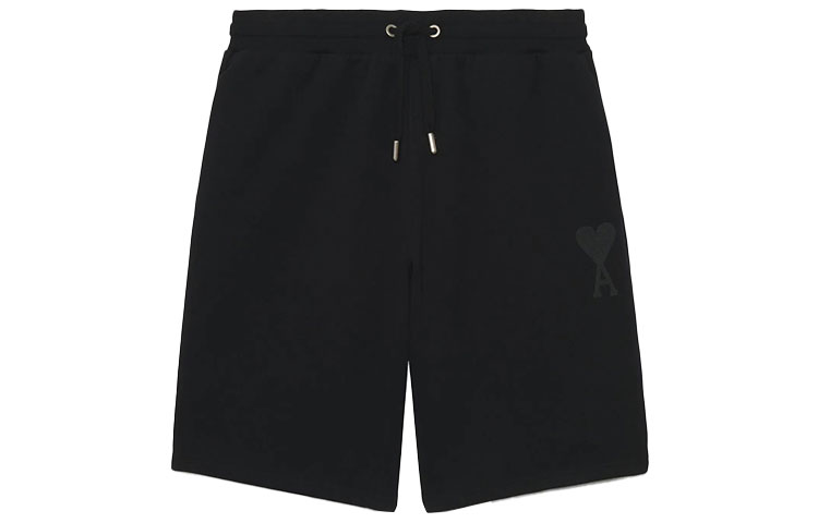 AMI PARIS SS22  Solid Color Drawstring Shorts Black HSO602-747001