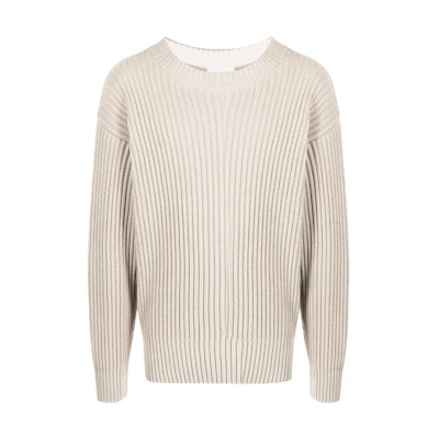 AMI Paris SS22 White Crewneck Pullover Knit Sweater Long Sleeve Casual. HKS010016252