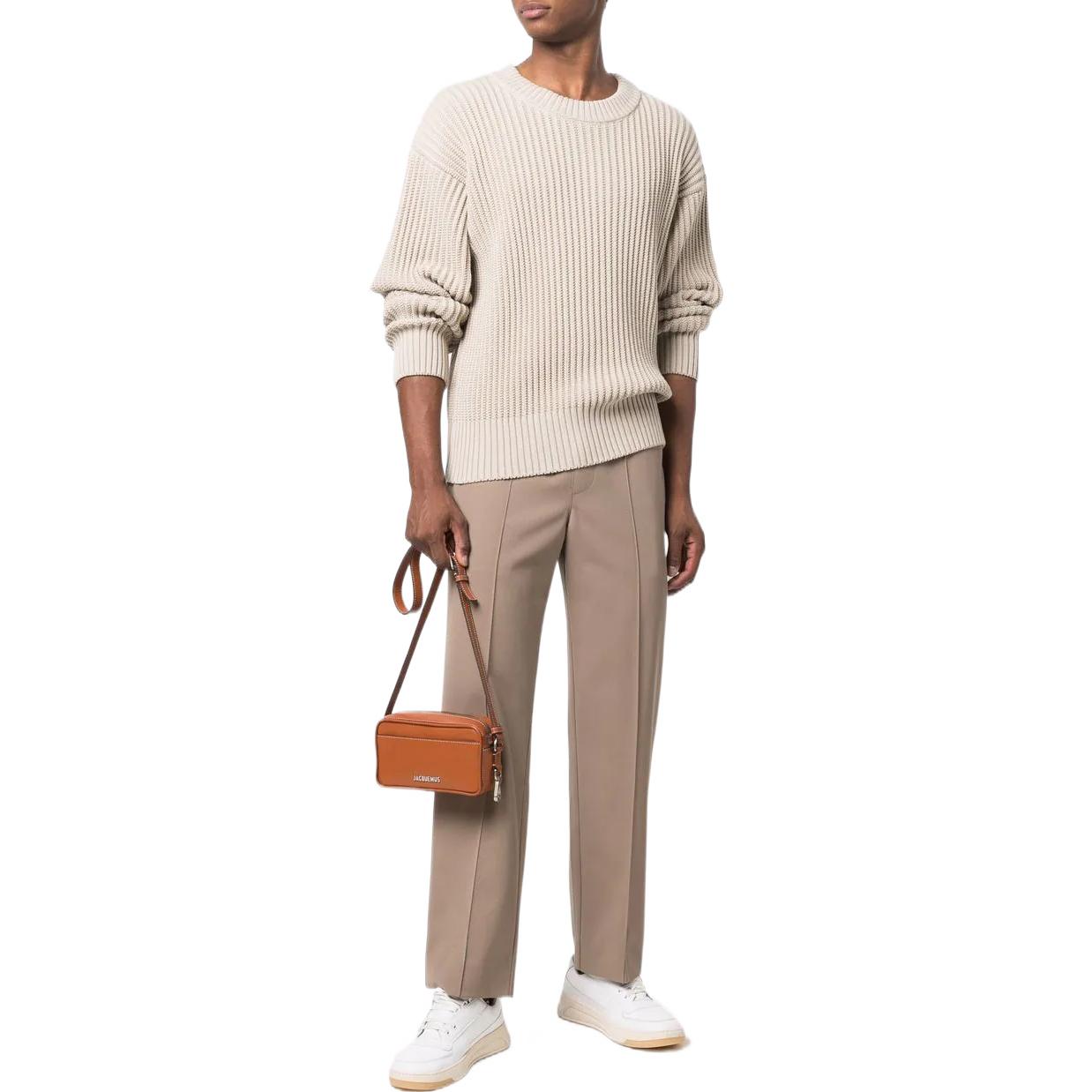 AMI Paris SS22  White Crewneck Pullover Knit Sweater Long Sleeve Casual. HKS010016252 圖 3