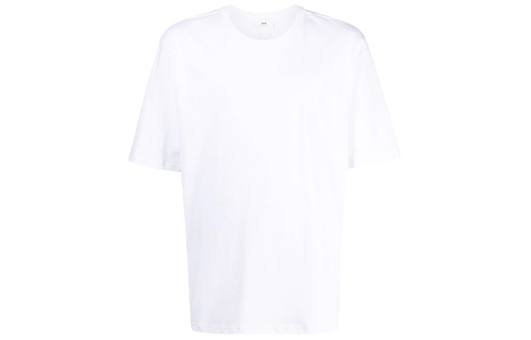 AMI PARIS SS22  White Crewneck T-Shirt with Heart Logo Embroidery. UTS002726-100
