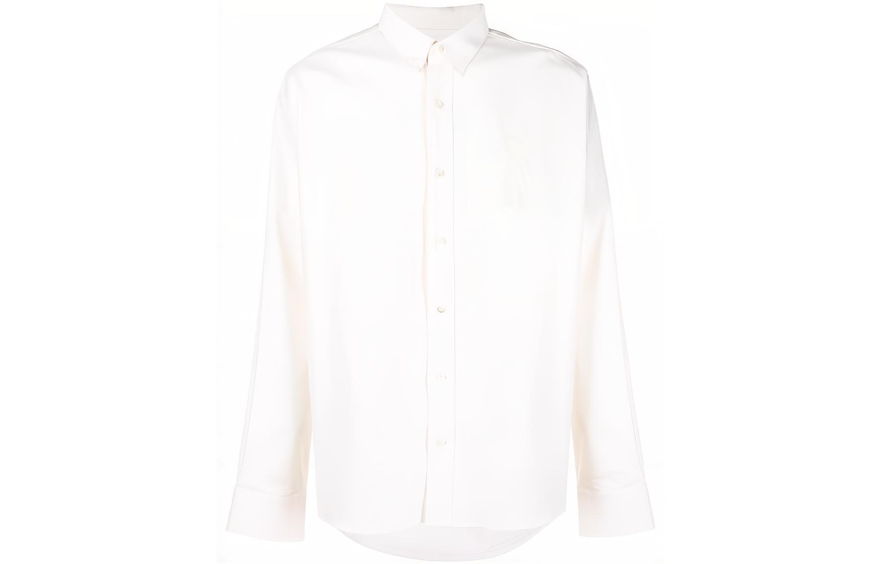 AMI PARIS SS22  White Logo Heart Embroidered Long Sleeve Shirt HSH124-480100