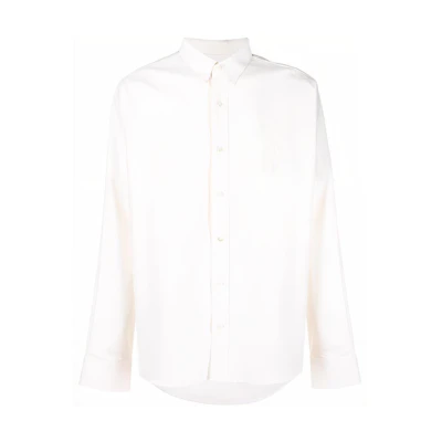 AMI PARIS SS22 White Logo Heart Embroidered Long Sleeve Shirt HSH124-480100