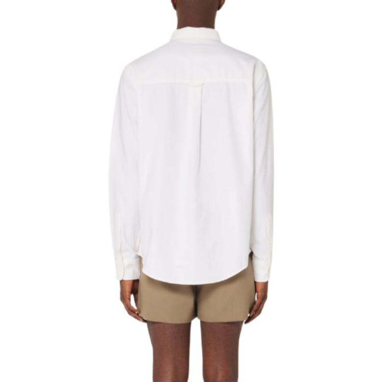 Shop AMI PARIS SS22 白色愛心刺繡長袖襯衫 HSH124-480100