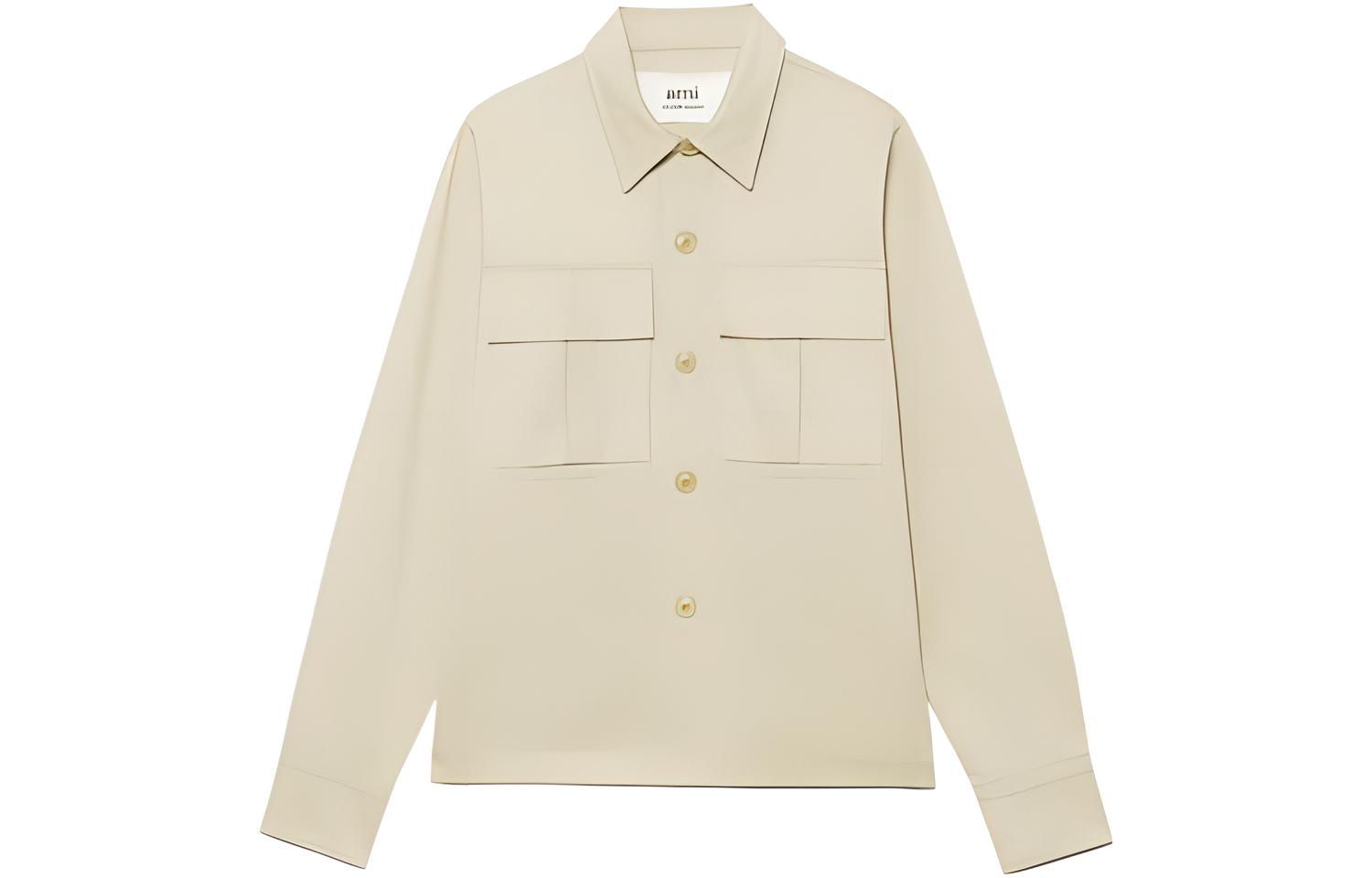 AMI PARIS SS22 Beige Solid Pocket Button-Up Jacket HSH300-481250