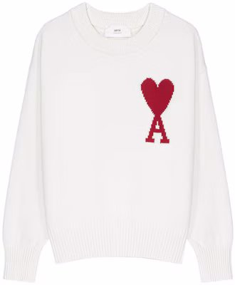 AMI Paris SS22 Big Heart Logo White Crewneck Sweater Unisex UKS003016-102 Buy AMI Paris SS22 Big Heart Logo White Crewneck Sweater Unisex UKS003016-102