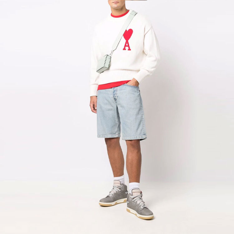 AMI Paris SS22 Big Heart Logo White Crewneck Sweater Unisex UKS003016-102 圖 4