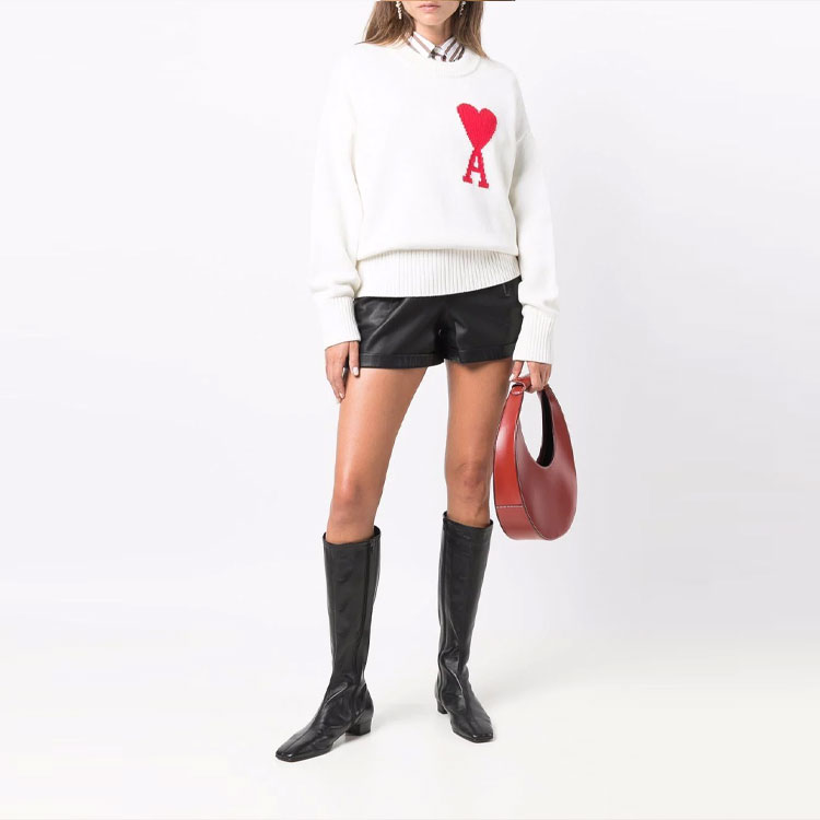 AMI Paris SS22 Big Heart Logo White Crewneck Sweater Unisex UKS003016-102 圖 5