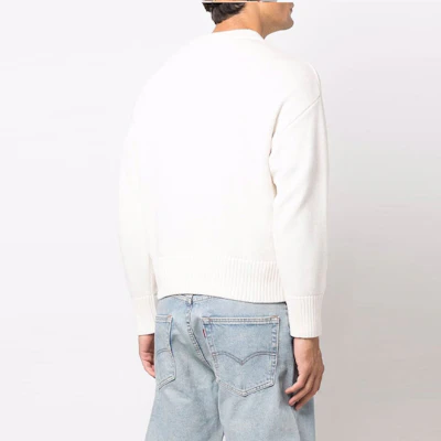 AMI Paris SS22 Big Heart Logo White Crewneck Sweater Unisex UKS003016-102 Details for AMI Paris SS22 Big Heart Logo White Crewneck Sweater Unisex UKS003016-102