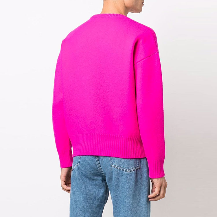 AMI Paris SS22 Big Heart Logo Wool Crewneck Sweater Unisex Dragon Fruit Color. UKS002018-629 圖 5