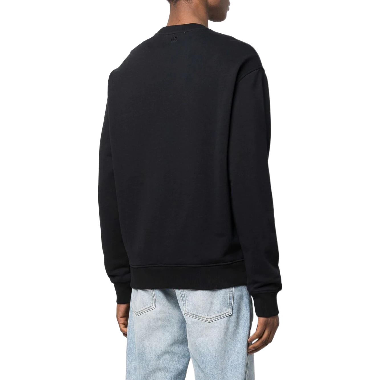 Shop AMI PARIS SS22 黑色紅心刺繡圓領衛衣 男女通用款式。 BFUSW001730-001