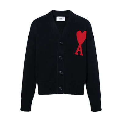 AMI Paris SS22 Black Heart Logo Embroidered Knit Sweater Unisex UKC003-016-009
