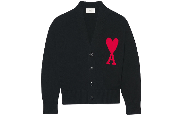 AMI Paris SS22 Black Heart Logo Embroidered Knit Sweater Unisex UKC003-016-009 圖 2