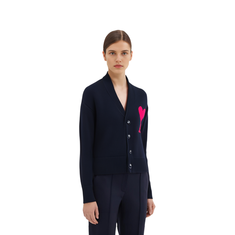 AMI Paris SS22 Black Heart Logo Embroidered Knit Sweater Unisex UKC003-016-009 圖 5