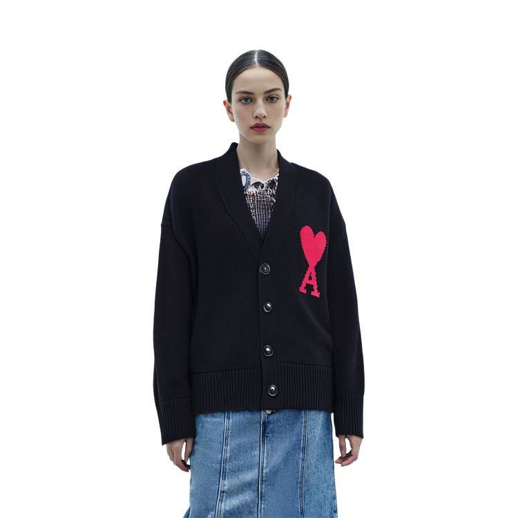 AMI Paris SS22 Black Heart Logo Embroidered Knit Sweater Unisex UKC003-016-009 圖 6