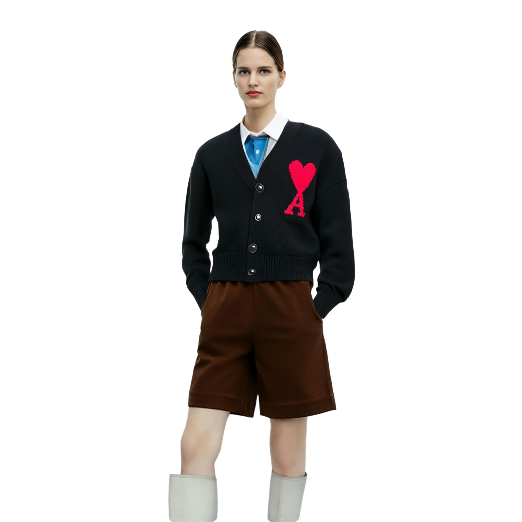 AMI Paris SS22 Black Heart Logo Embroidered Knit Sweater Unisex UKC003-016-009 圖 7