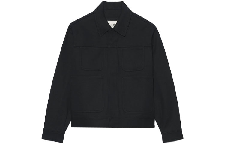 AMI PARIS SS22 Black Multi-Pocket Logo Jacket HJK202-204001