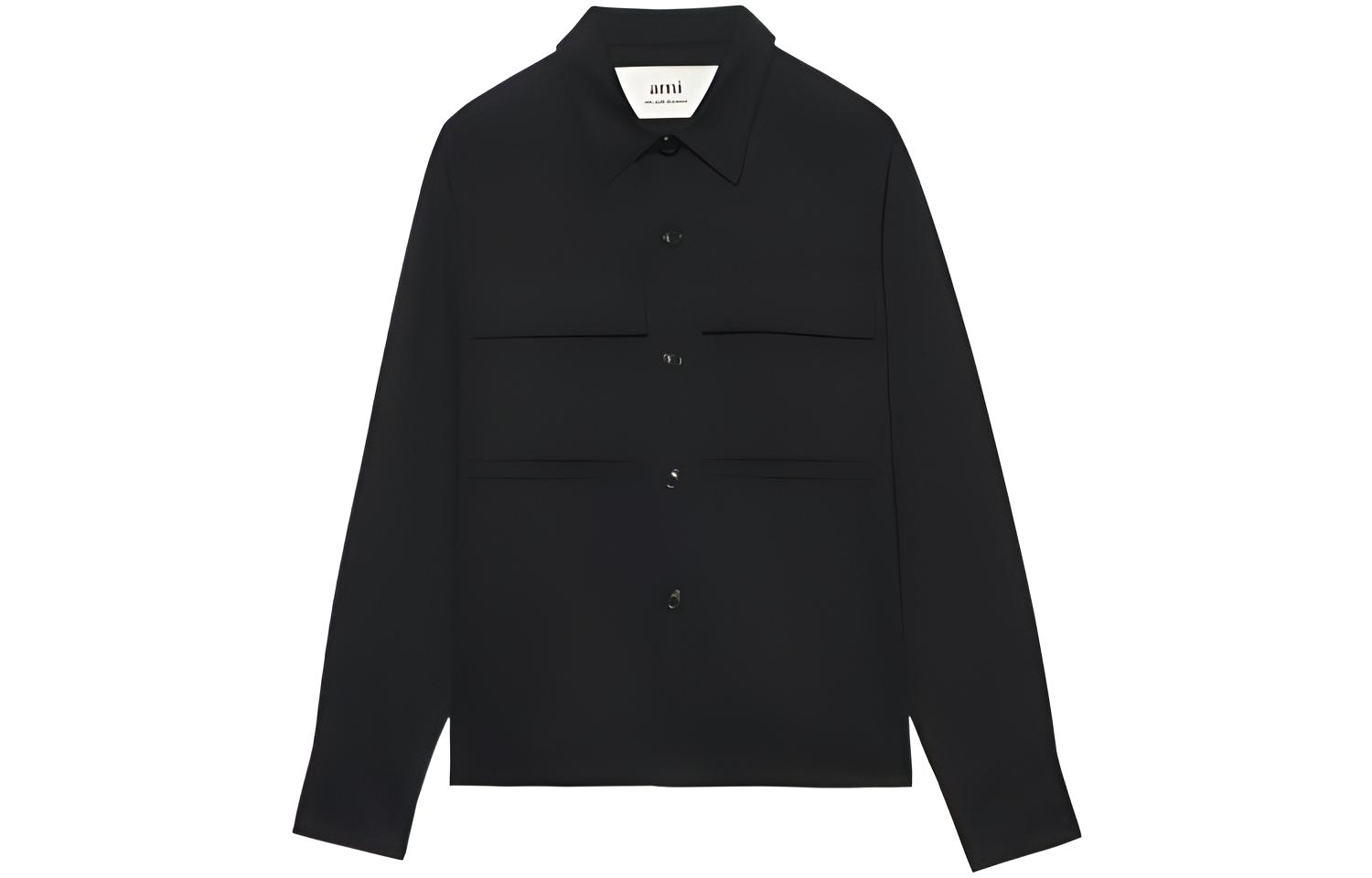 AMI PARIS SS22 Black Solid Pocket Jacket HSH300-481001