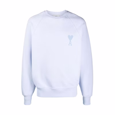 AMI PARIS SS22 Blue Sweatshirt with Heart Logo Embroidery Unisex Casual Wear USW002747-500