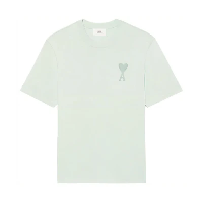 AMI Paris SS22 Candy Heart Logo Embroidered Tee Mint Green Unisex UTS002726-441