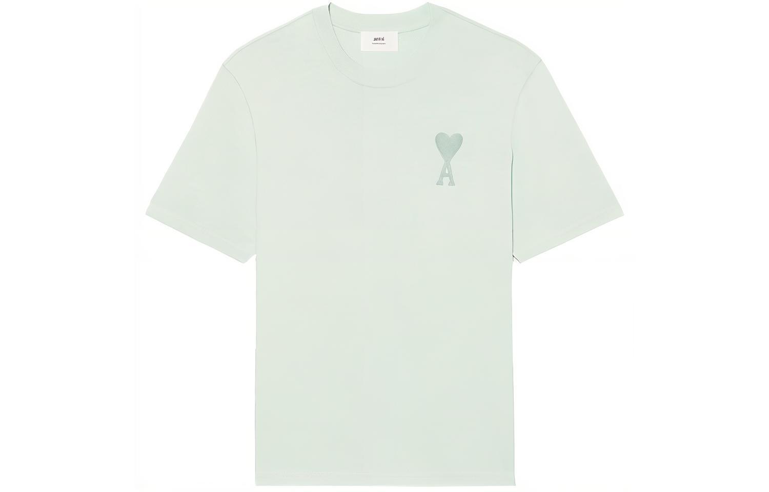 Order AMI Paris SS22 Tee Logo Candy Heart Sulam Hijau Pudina Uniseks UTS002726-441
