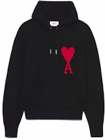 AMI PARIS SS22 Classic Ami de Coeur Heart Logo Hoodie Unisex Black Couples Wear UKS802-018009 AMI PARIS SS22 Classic Ami de Coeur Heart Logo Hoodie Unisex Black Couples Wear UKS802-018009